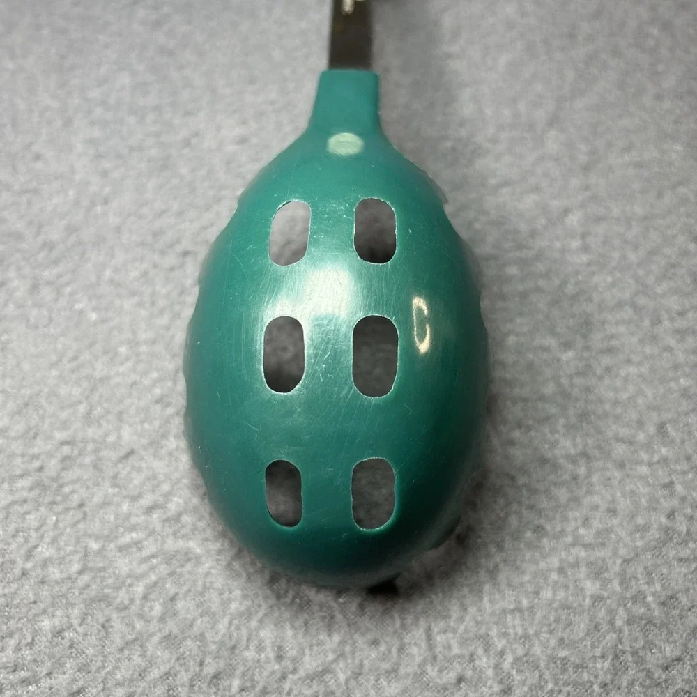 Vintage Green Pasta‎ Serving Spoon Mid-Century Kitchenware